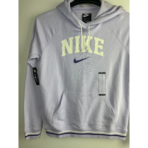 Nike Fleece Hoodie Light Purple Lavender Spellout Center Swoosh Womens Small NWT - Picture 3 of 7